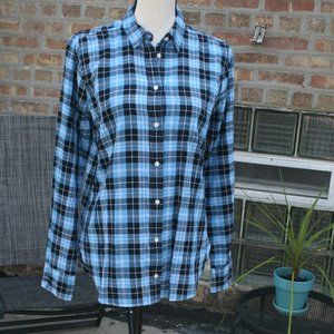 NWT BLUE BLACK WHITE J CREW PLAID SHIRT SZ 6